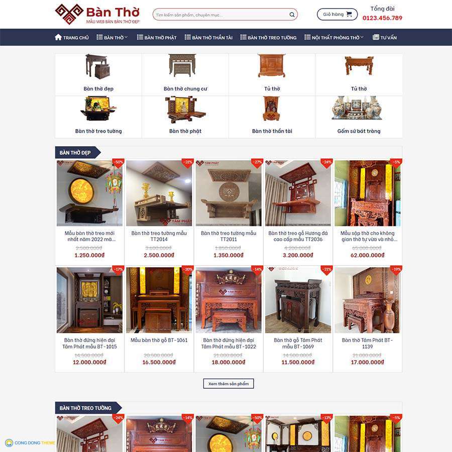 Thiết kế web bán bàn thờ - CDW, Bán hàng, Bàn thờ, Phòng thờ