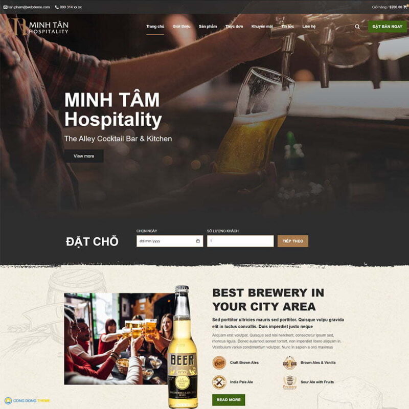 Thiết kế web bán bia rượu - CDW, Bán hàng, Bar, Beer, Cocktail