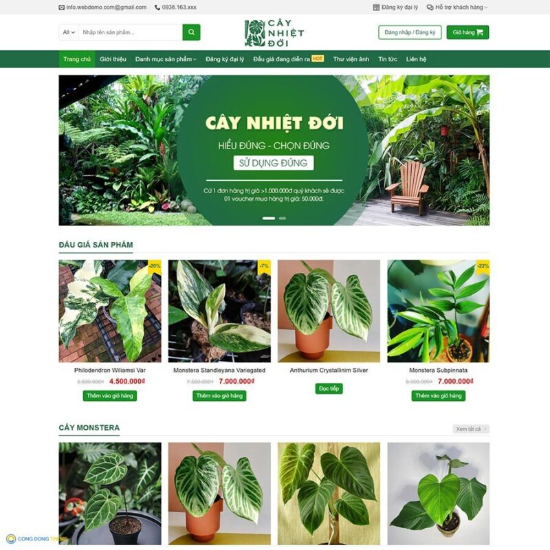 Thiết kế web bán cây xanh 02 - CDW, Bán hàng, Cây xanh, Tiểu cảnh