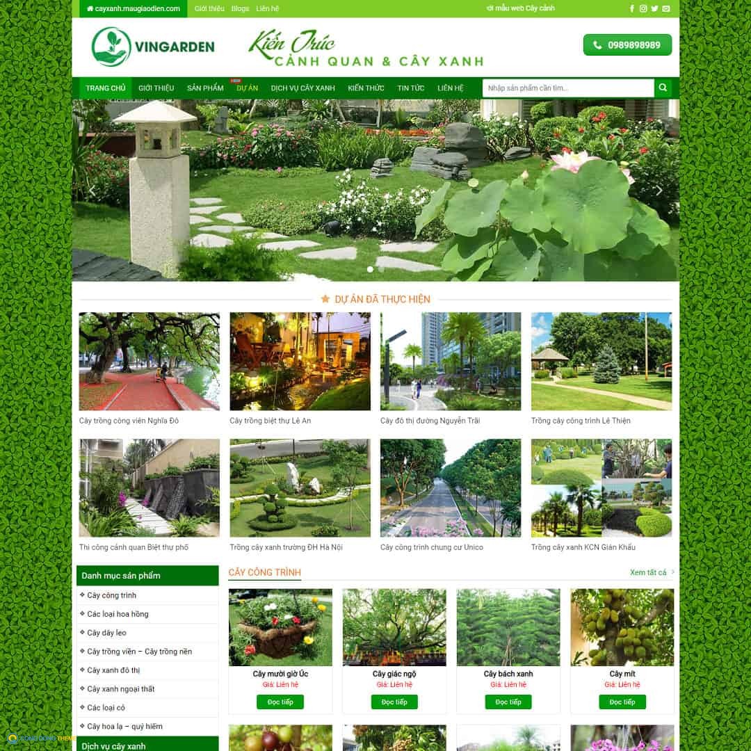 Thiết kế web bán cây xanh, kiến trúc cảnh quan - CDW