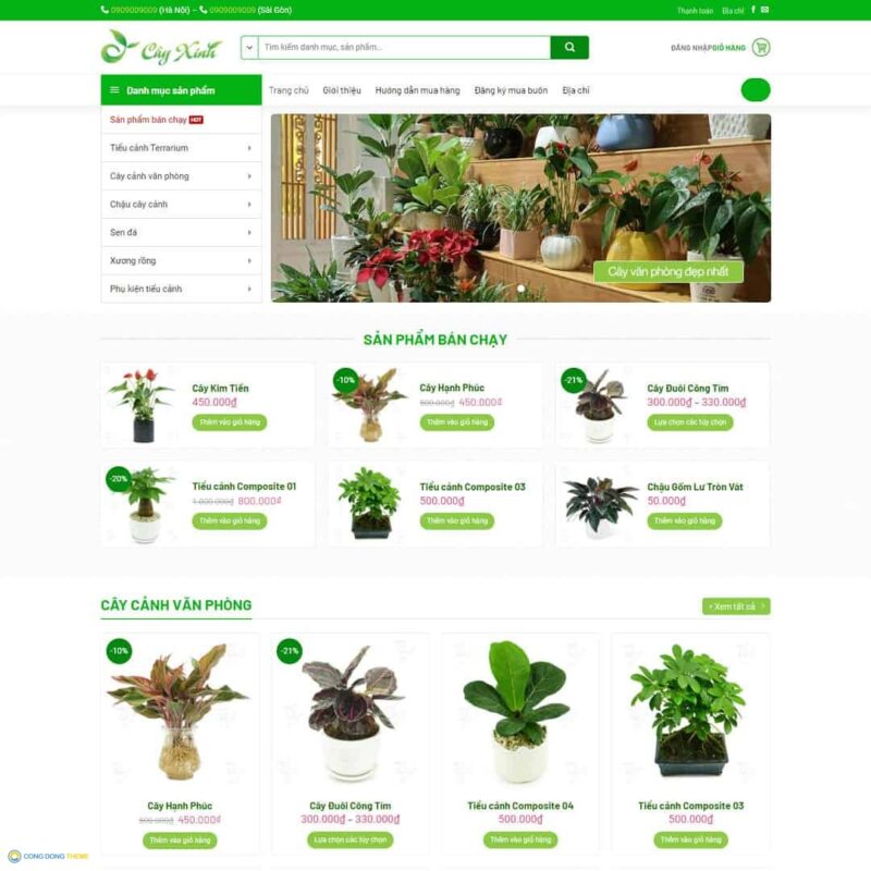 Thiết kế web bán cây xanh, tiểu cảnh - CDW, Bán hàng, Cây xanh, Tiểu cảnh