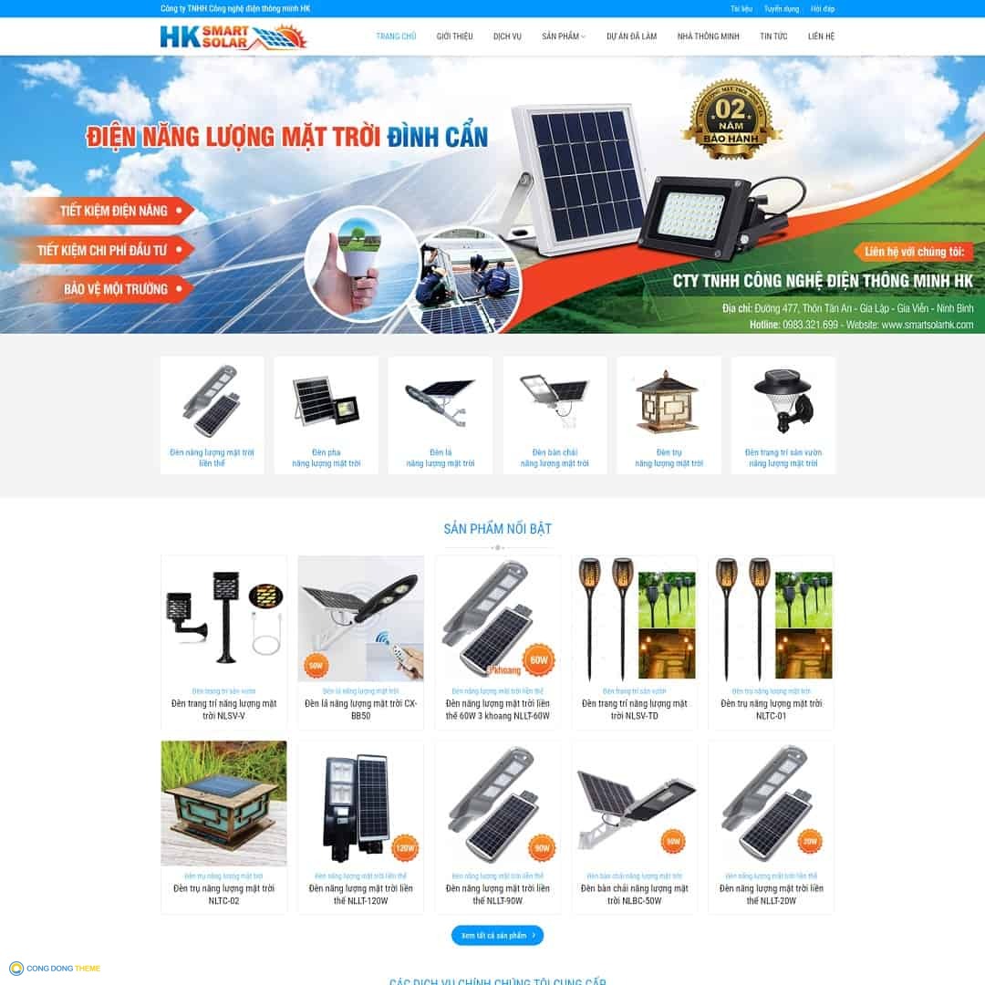 Thiết kế web bán đèn led, thiết bị năng lượng mặt trời - CDW