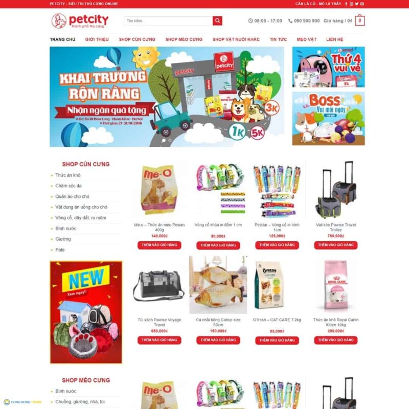 Thiết kế web bán đồ chơi, thực phẩm thú cưng - CDW, Bán hàng, Pet, Shop, Thú cưng