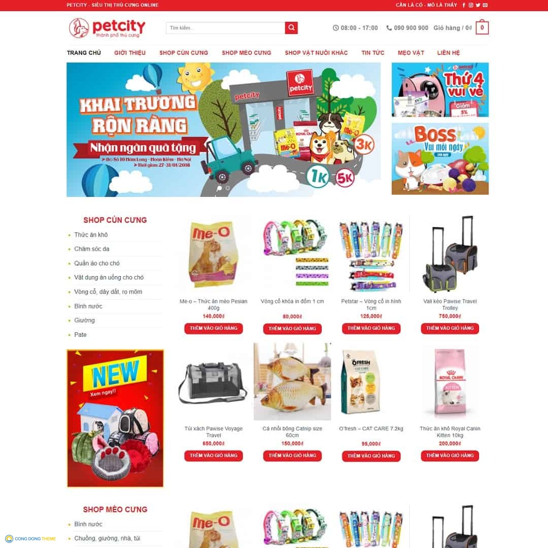 Thiết kế web bán đồ chơi, thực phẩm thú cưng - CDW, Bán hàng, Pet, Shop, Thú cưng