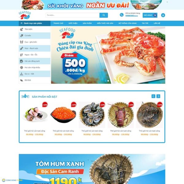 Thiết kế web bán hải sản 02 - CDW, Bán hàng, Thực phẩm, Hải sản