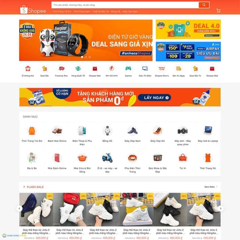 Thiết kế web bán hàng giống Shopee - CDW, Bán hàng, Shop, Shopee