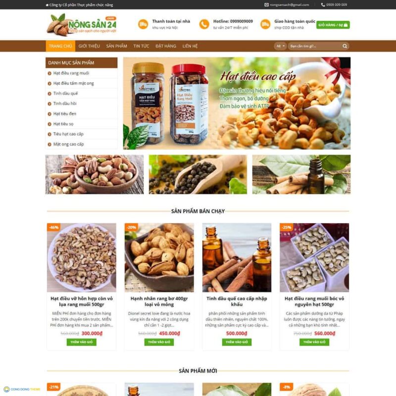 Thiết kế web bán hạt điều, thực phẩm - CDW, Bán hàng, Thực phẩm, Hạt điều, Nông sản