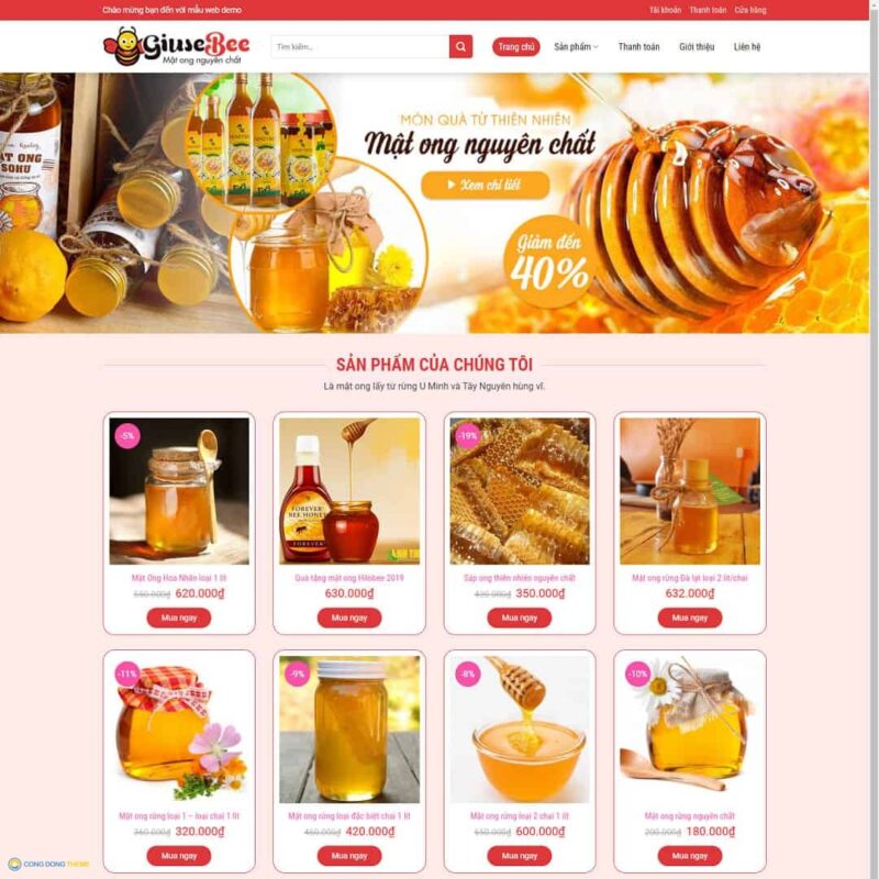 Thiết kế web bán mật ong 02 - CDW, Bán hàng, Thực phẩm, Mật ong