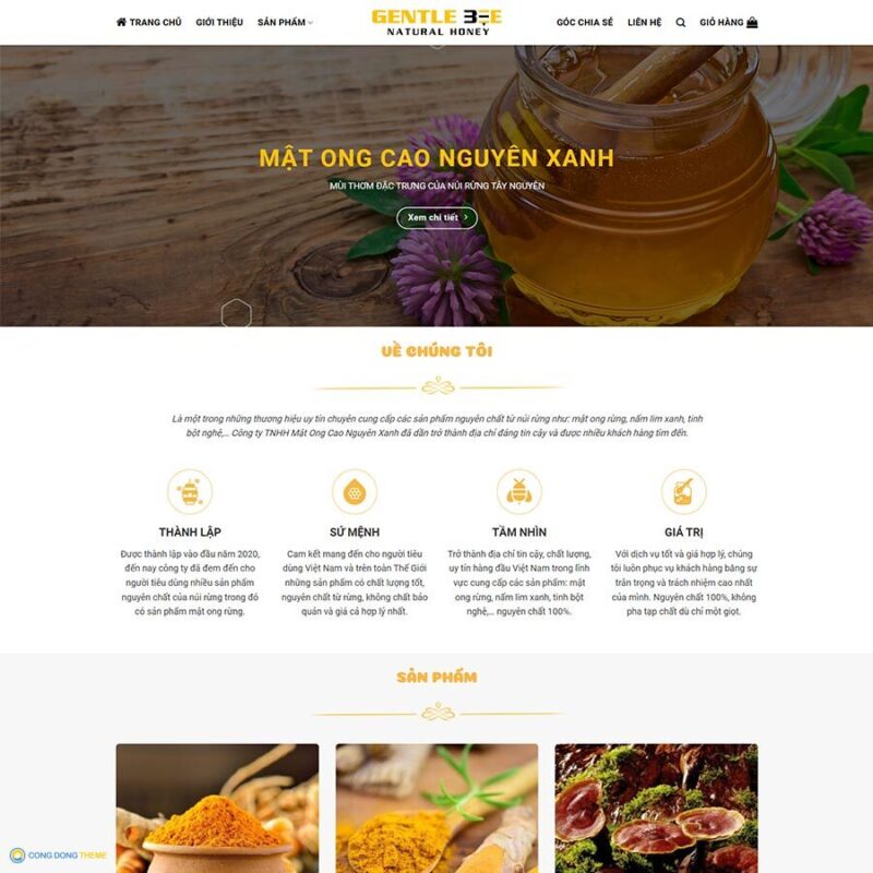 Thiết kế web bán mật ong 03 - CDW, Bán hàng, Mật ong, Thực phẩm