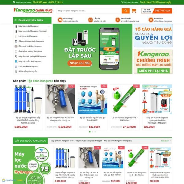 Thiết kế web bán máy lọc nước 02 - CDW, Bán hàng, Gia dụng, Kangaroo, Máy lọc nước