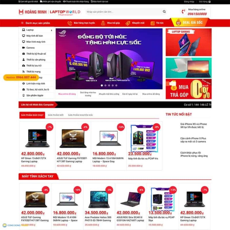 Thiết kế web bán máy tính, laptop - CDW, Bán hàng, Laptop, Máy tính, Shop