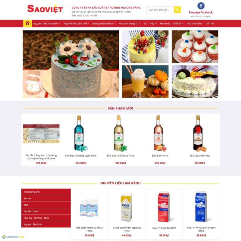 Thiết kế web bán nguyên liệu, dung cụ làm bánh 03 - CDW, Bán hàng, Thực phẩm, dụng cụ, làm bánh