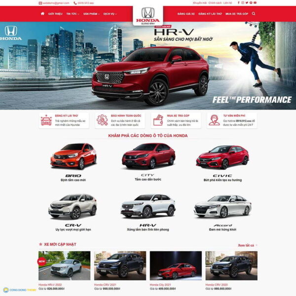 Thiết kế web bán ô tô Honda 02 - CDW, Xe hơi, đại lý xe, Honda, Ô tô