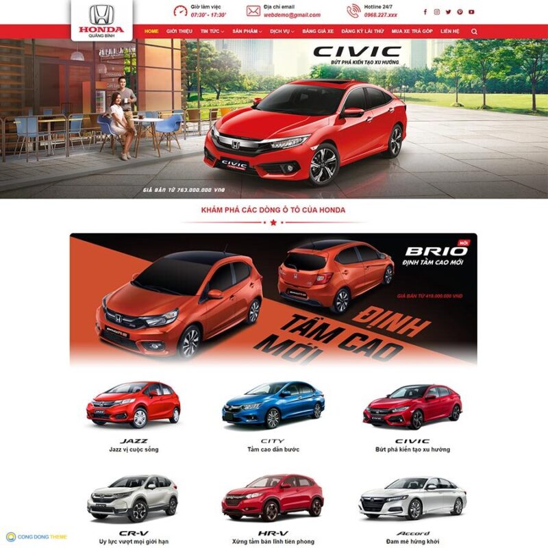 Thiết kế web bán ô tô Honda 03 - CDW, Xe hơi, đại lý xe, Honda, Ô tô