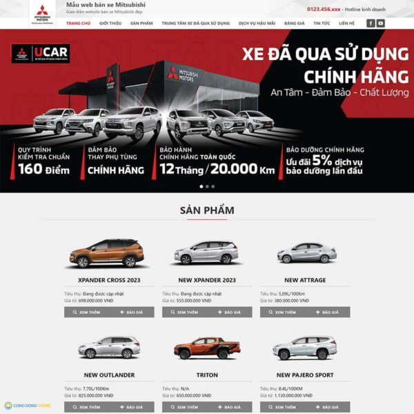 Thiết kế web bán ô tô Misubishi 03 - CDW, Bán hàng, Xe hơi, Mitsubishi, Ô tô, Showroom