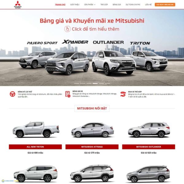 Thiết kế web bán ô tô Misubishi - CDW, Xe hơi, Bán hàng, Mitsubishi, Ô tô, Showroom