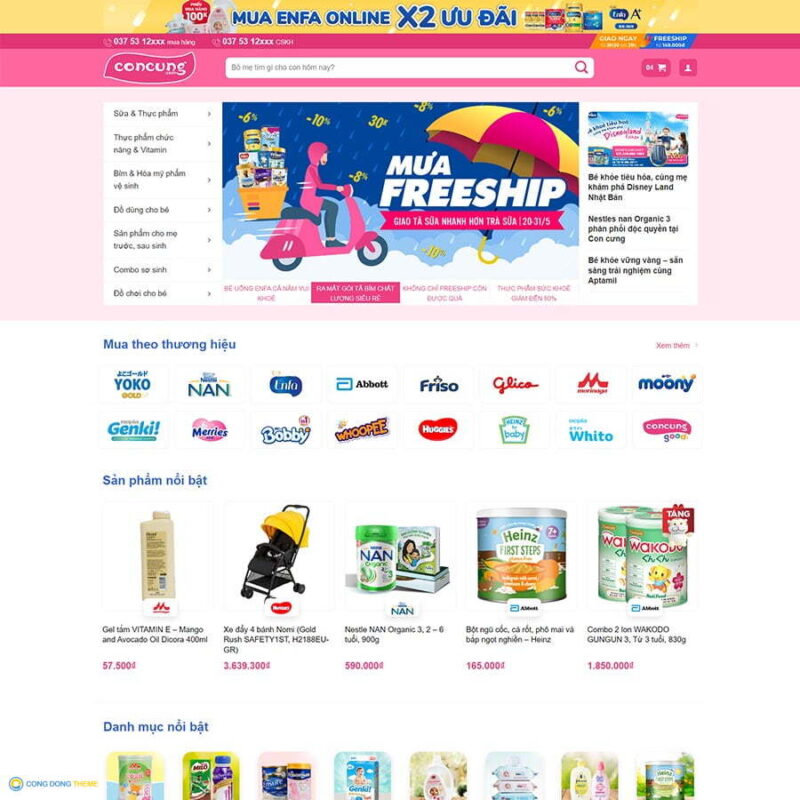 Thiết kế web bán sản phẩm mẹ và bé 02 - CDW, Bán hàng, Baby, con cưng, mẹ và bé