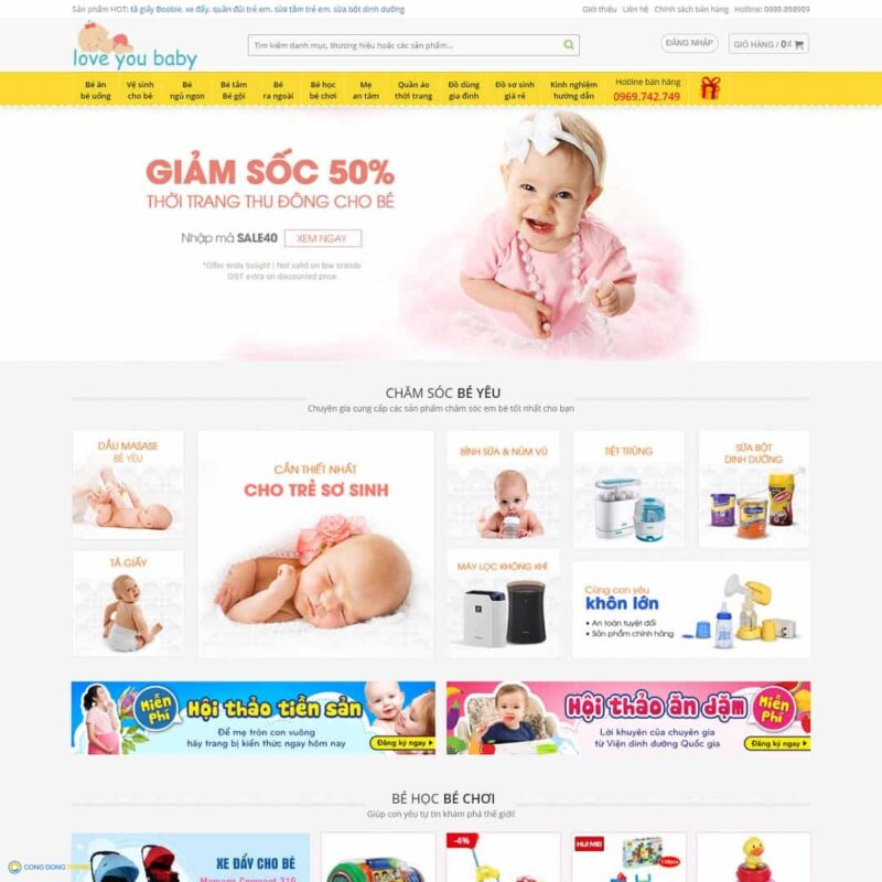Thiết kế web bán sản phẩm mẹ và bé - CDW, Bán hàng, Thực phẩm, Baby, mẹ và bé, Shop