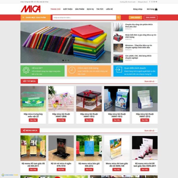 Thiết kế web bán sản phẩm từ mica - CDW, Bán hàng, mica, Shop, Thẻ nhựa