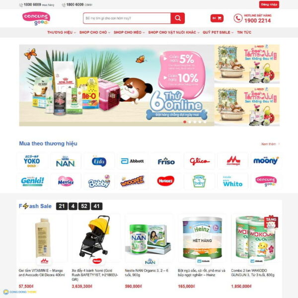 Thiết kế web bán tạp hóa - CDW, Bán hàng, Baby, bách hóa, Pet, Shop, Tạp hóa