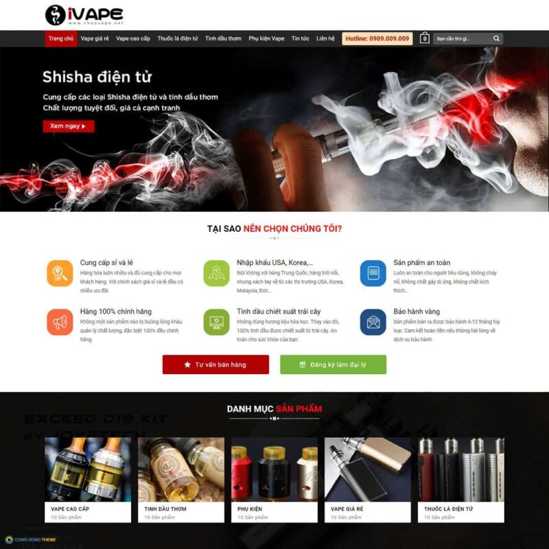 Thiết kế web bán thuốc lá điện tử, shisha, vape - CDW, Bán hàng, Thuốc lá điện tử, Vape