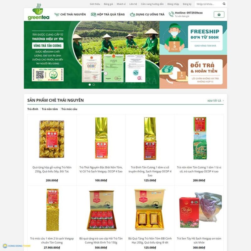 Thiết kế web bán trà xanh 03 - CDW, Bán hàng, Thực phẩm, Trà xanh