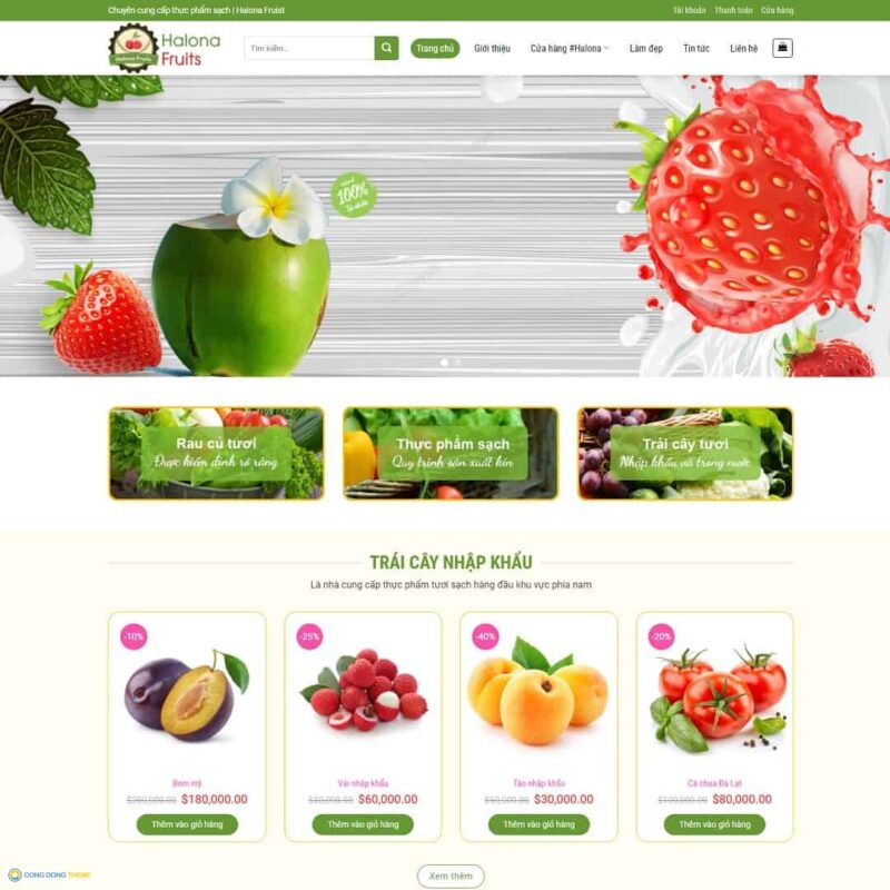 Thiết kế web bán trái cây, hoa quả nông sản - CDW, Bán hàng, Thực phẩm, Hoa quả, Nông sản, Trái cây