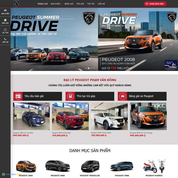 Thiết kế web bán xe Peugeot - CDW, Xe hơi, đại lý xe, Ô tô, Toyota