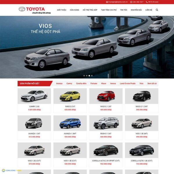 Thiết kế web bán xe toyota 02 - CDW, Xe hơi, Ô tô, Toyota