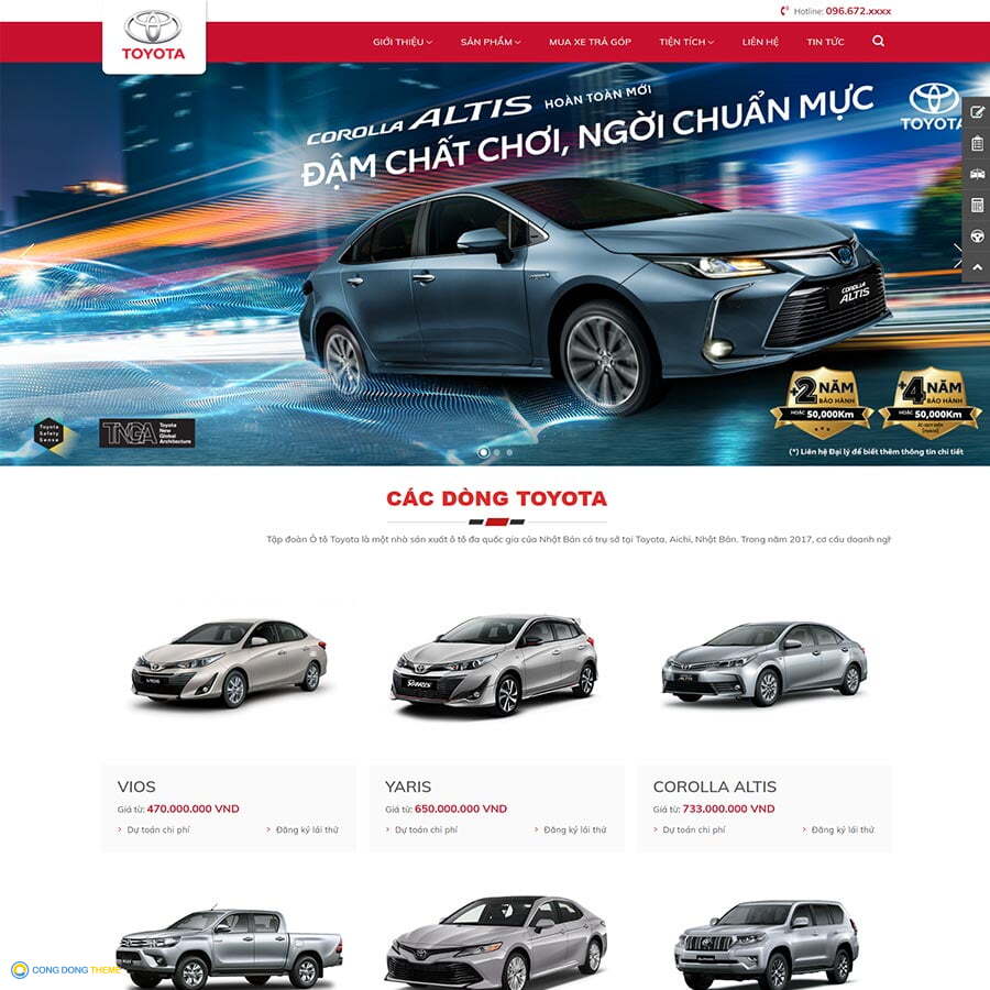 Thiết kế web bán xe toyota 03 - CDW, Xe hơi, đại lý xe, Ô tô, Toyota
