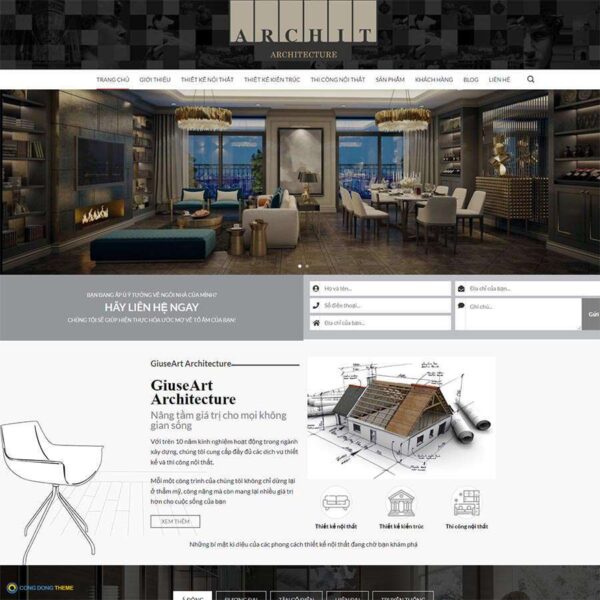 Thiết kế web công ty kiến trúc 02 - CDW, Công ty, Nội thất, Kiến trúc, Xây dựng
