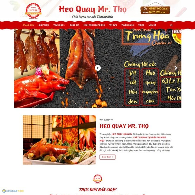 Thiết kế web cửa hàng bán heo quay - CDW, Thực phẩm, Heo quay, Lợn quay, Nhà hàng, Vịt quay