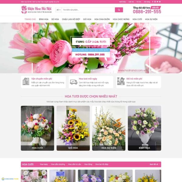 Thiết kế web cửa hàng bán hoa 02 - CDW, Bán hàng, Hoa tươi