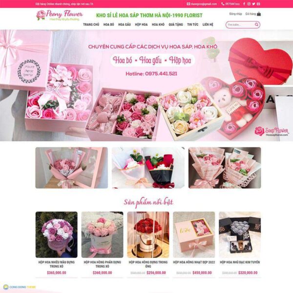 Thiết kế web cửa hàng bán hoa 03 - CDW, Bán hàng, Hoa tươi, Shop