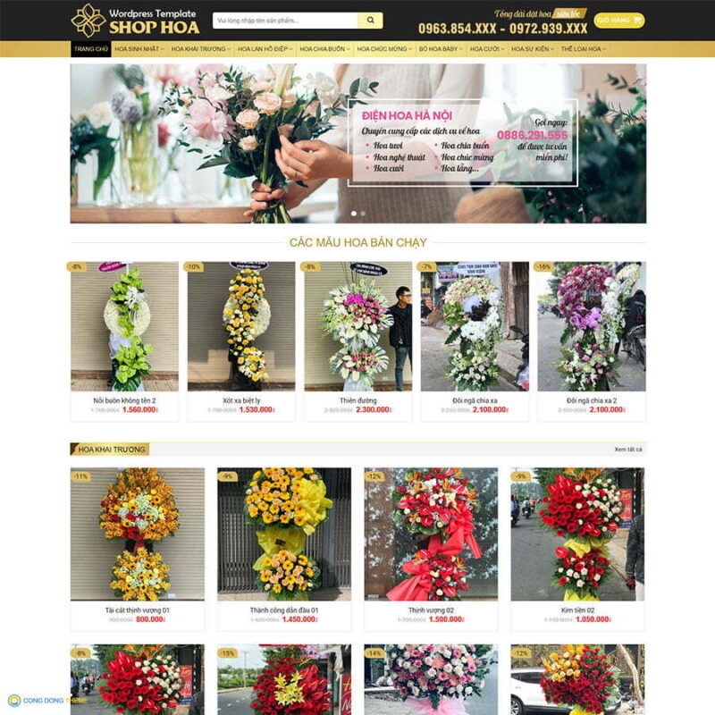 Thiết kế web cửa hàng bán hoa 04 - CDW, Bán hàng, Hoa tươi, Shop