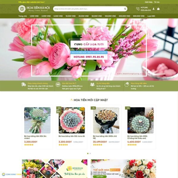 Thiết kế web cửa hàng bán hoa 06 - CDW, Bán hàng, Bán hoa, Hoa tiền, Hoa tươi, Shop hoa