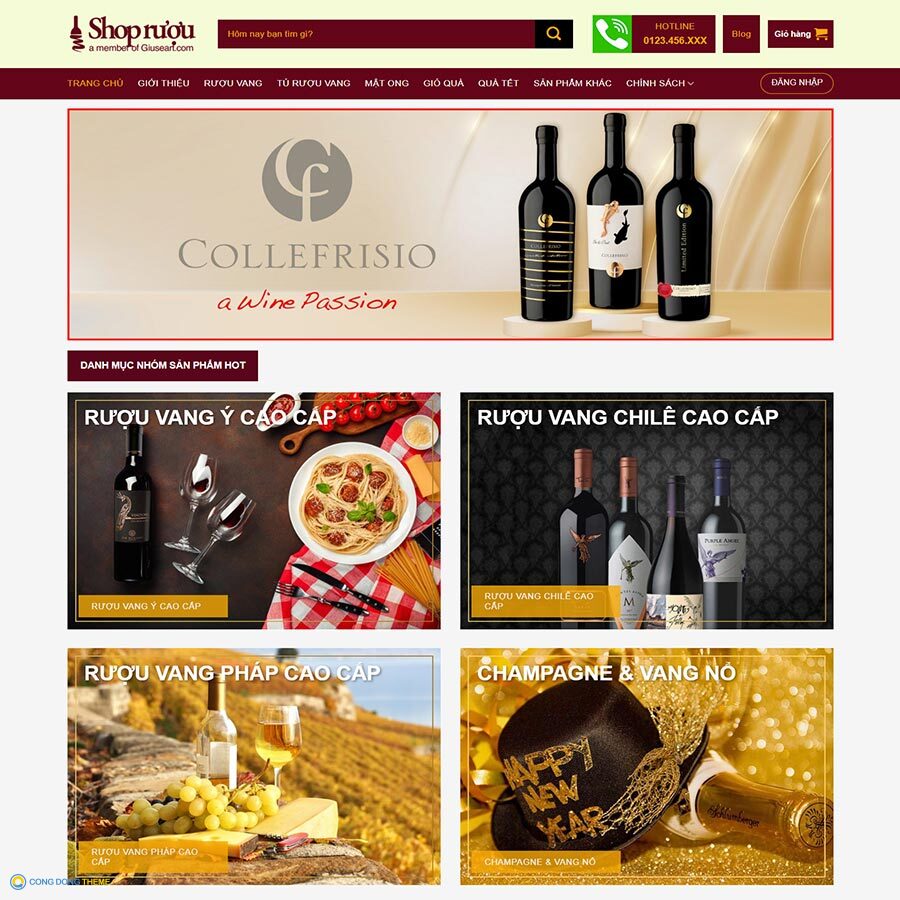 Thiết kế web cửa hàng bán rượu 02 - CDW, Bán hàng, Đồ uống, Quà tặng, Rượu vang