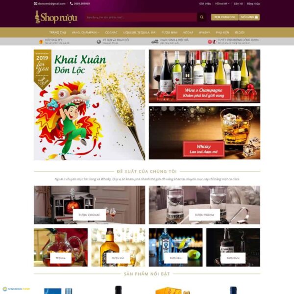 Thiết kế web cửa hàng bán rượu - CDW, Bán hàng, Đồ uống, Rượu