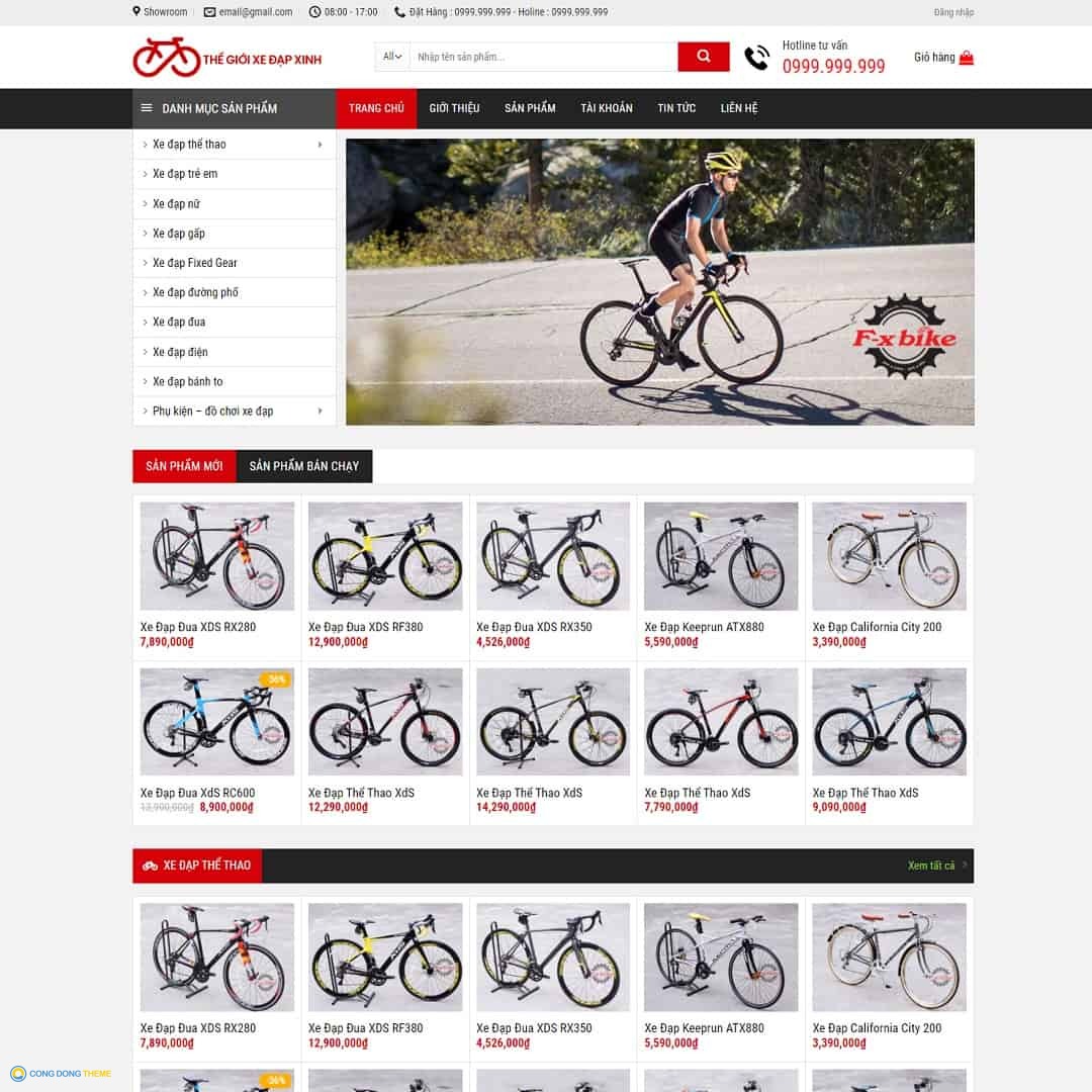 Thiết kế web cửa hàng bán xe đạp - CDW