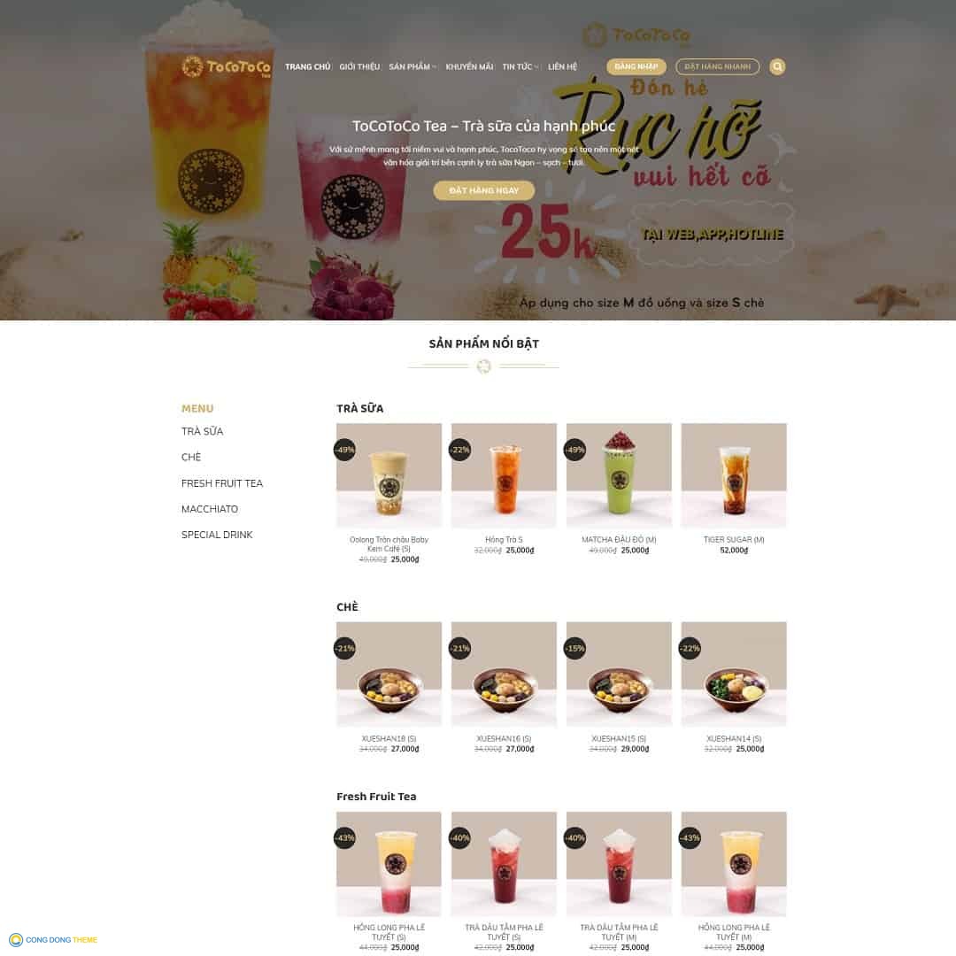 Thiết kế web cửa hàng trà sữa tocotoco - CDW