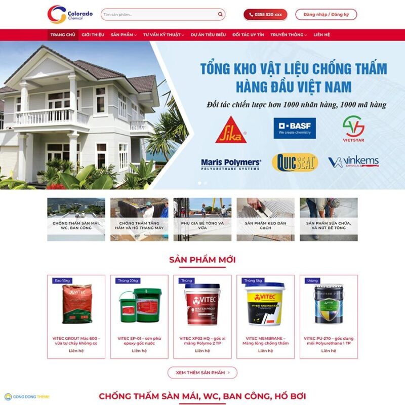 Thiết kế web cung cấp sơn chống thấm - CDW, Bán hàng, Bán sơn, Bột sơn, Chống thấm, Sơn nhà