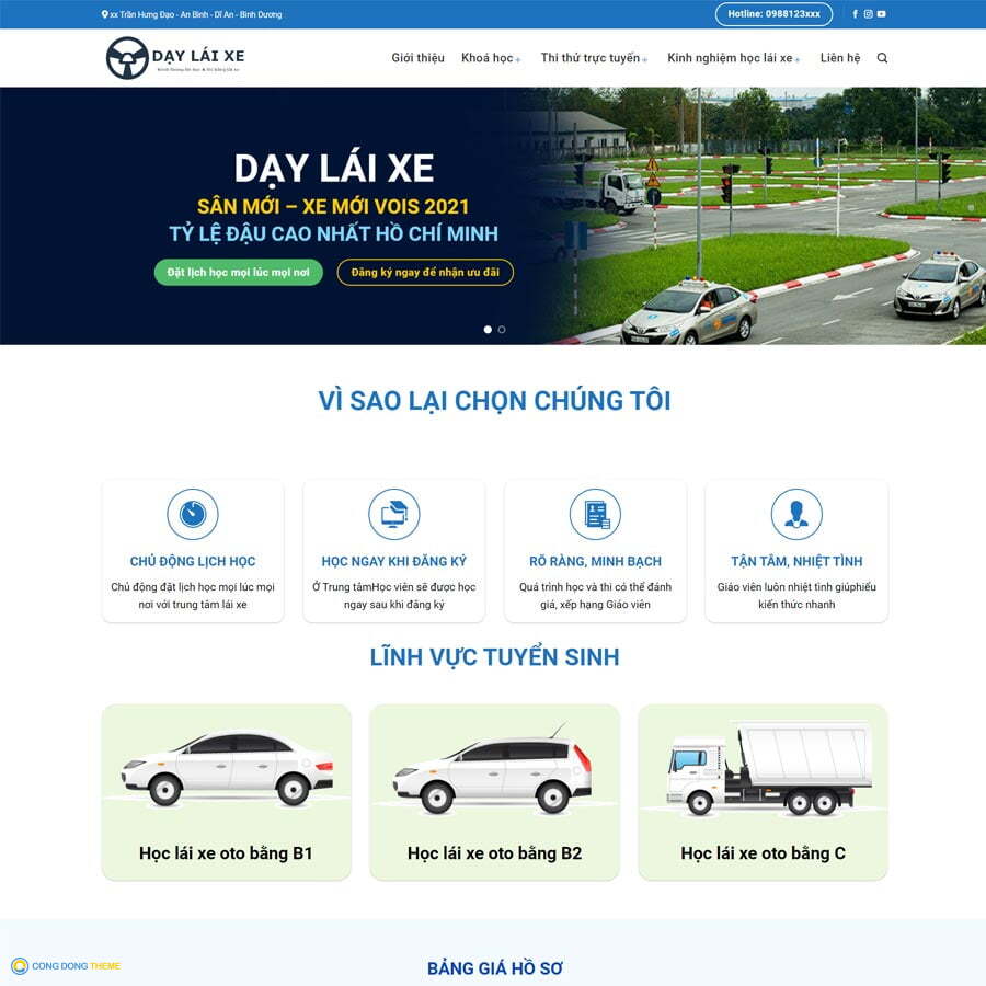 Thiết kế web dạy lái xe 02 - CDW
