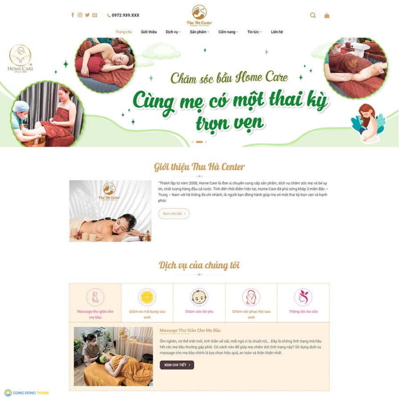 Thiết kế web dịch vụ chăm sóc mẹ và bé - CDW, Công ty, Baby care, Chăm sóc bầu, mẹ và bé