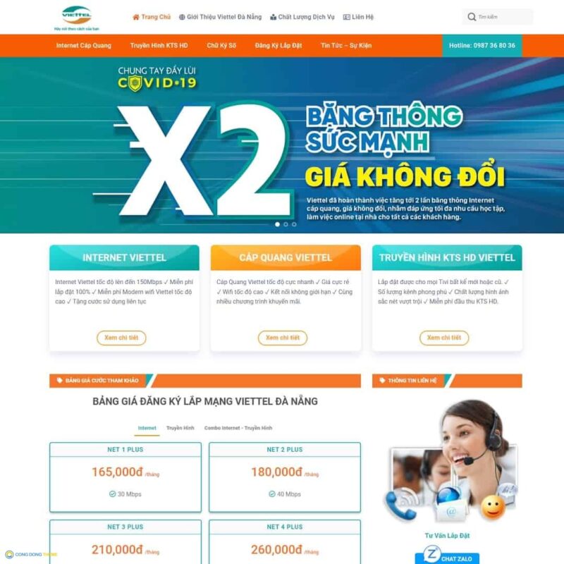 Thiết kế web dịch vụ lắp mạng internet 02 - CDW, Công ty, Dịch vụ mạng, Internet, Lắp mạng FPT, Lắp mạng Viettel