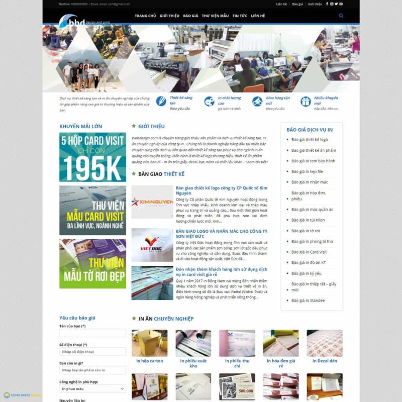 Thiết kế web dịch vụ thiết kế, in ấn 02 - CDW, Công ty, In ấn, Thiết kế