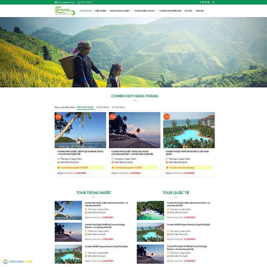 Thiết kế web du lịch 12 - CDW, Du lịch, Blog, nghỉ dưỡng, Resort