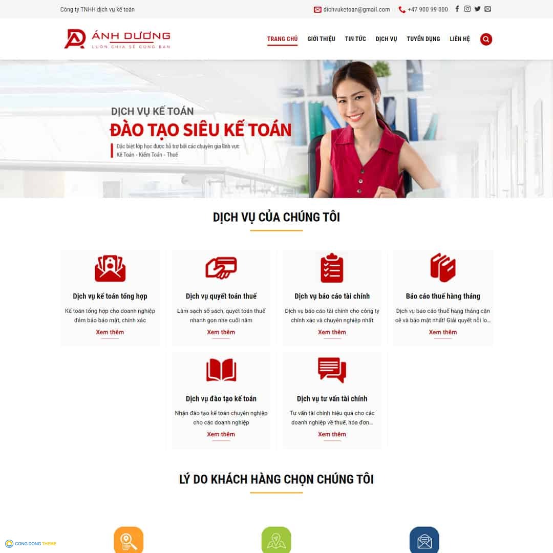 Thiết kế web giới thiệu công ty dịch vụ kế toán - CDW, Công ty, Dịch vụ, Kế toán