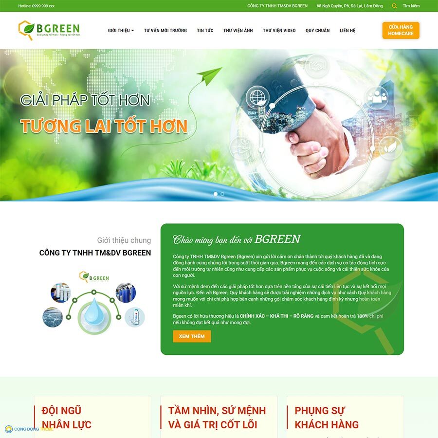 Thiết kế web giới thiệu công ty giải pháp môi trường - CDW