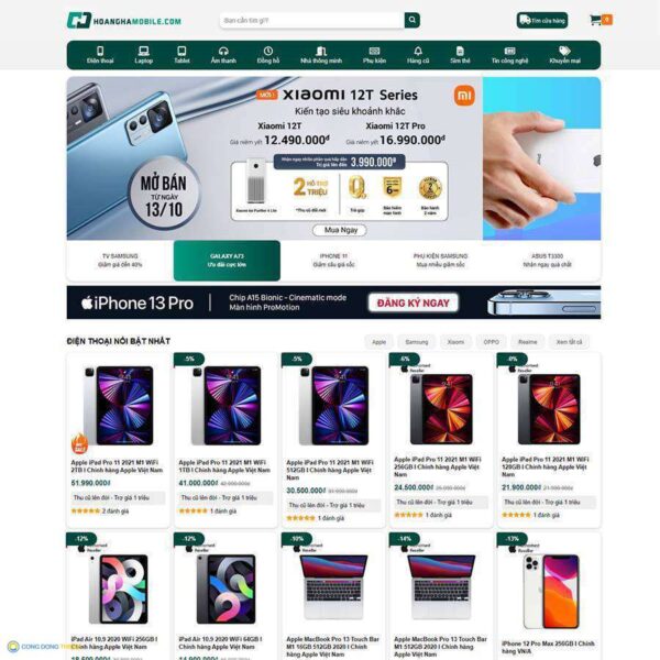 Thiết kế web Hoàng Hà Mobile - CDW, Bán hàng, Di động, Điện máy, Điện thoại