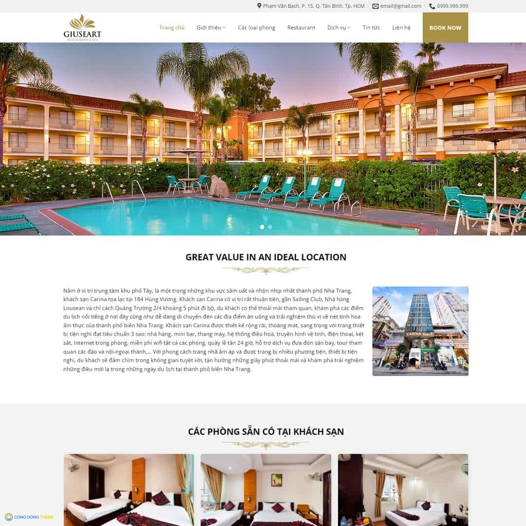Thiết kế web Khách Sạn 03 - CDW, Du lịch, Khách sạn, nghỉ dưỡng, Resort